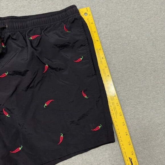 Warren Webber Black Swim Trunks Surf Swim Embroidered Peppers Size XL - Picture 5 of 7